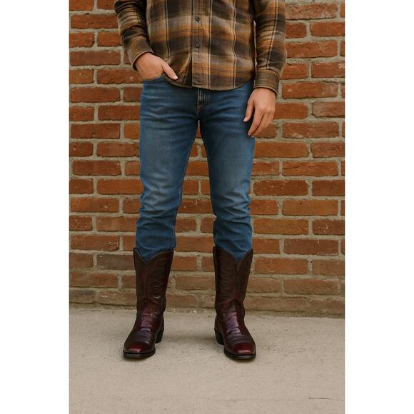 R.J. Foley Vintage Cowboy Boots Men’s 10.5D Burgundy Leather Handmade USA - Picture 11 of 12